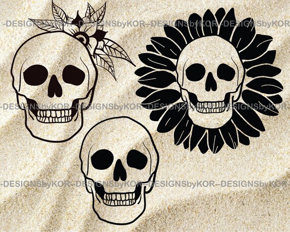 Download 3 Skull Svg Png Designs Floral Skull Graphics Flowers Etsy