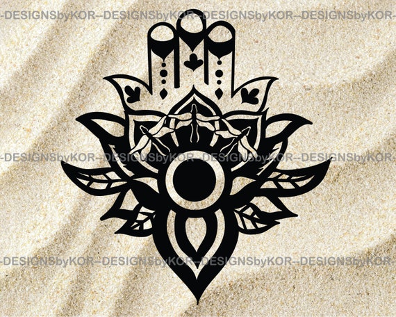 Download Svg Png Files Of Lotus Flower Hamsa Graphic Zentangle Etsy