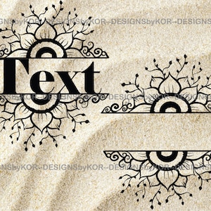 Svg & Png file - flower boarder design with space to add your own &#39;Text&#39; - personalise the design - half floral  - sunflower lotus inspo