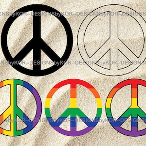 segno di pace / simbolo svg & file png disegni : riempimento nero - bordo nero - bordo nero arcobaleno - arcobaleno senza bordo - pace e uguaglianza svg
