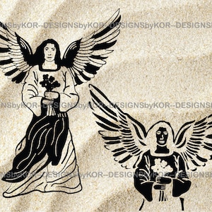 Archangel 2 svg and 2 png - silhouette designs of archangel Gabriel - 2 angel designs