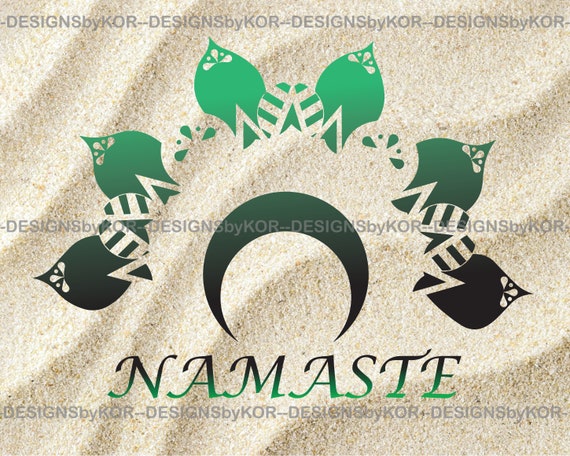 Download Namaste Half Mandala Svg Png Crescent Moon And Leaf Half Etsy