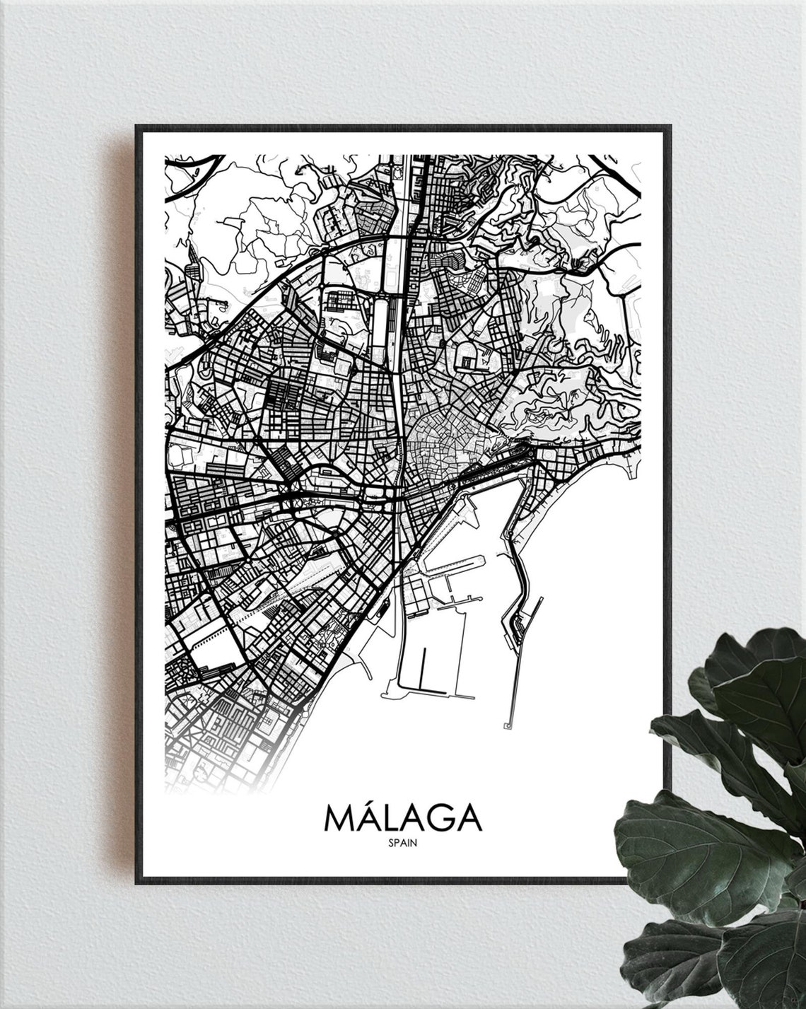 Málaga Map Printable Digital Download // Custom Text // | Etsy