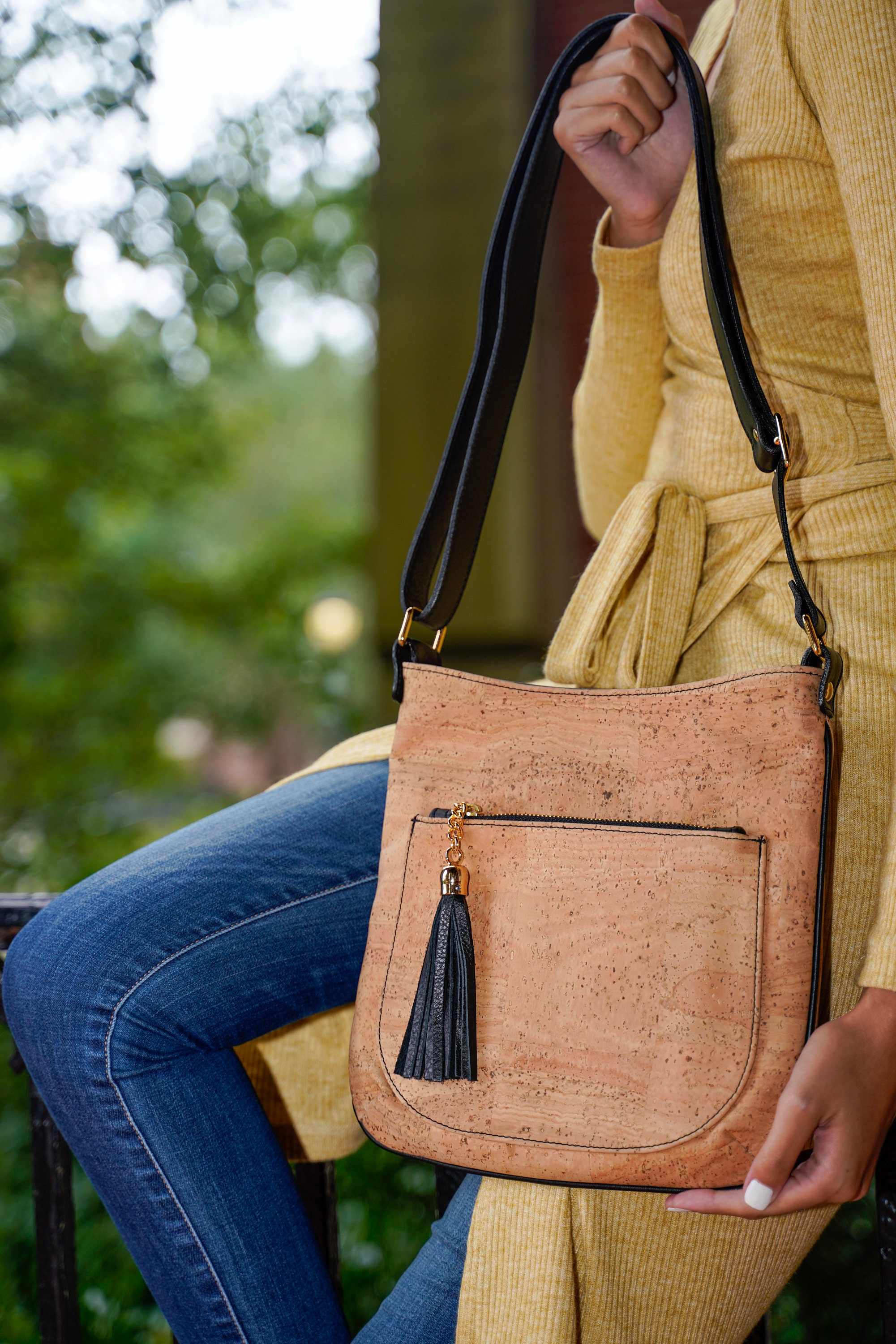 HandCrafted Slim lined Shoulder Bag with tassel and zippered Etsy