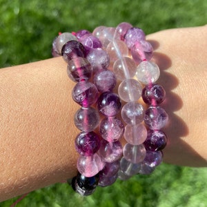 Fluorite Crystal Bracelet, Metaphysical Crystal Jewelry, Crystal for Stress, Genuine Gemstone Bracelet, Rainbow Purple Green Fluorite