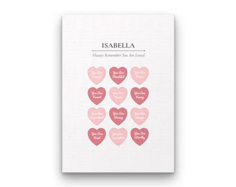 Personalized Affirmation Heart Print | Inspiring Girls Room Decor (Digital Download)