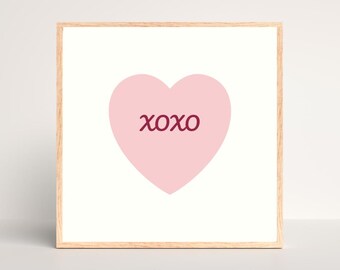 XOXO Heart Print | Teen Girl Gift | Modern Dorm Decor | Framed Wall Art