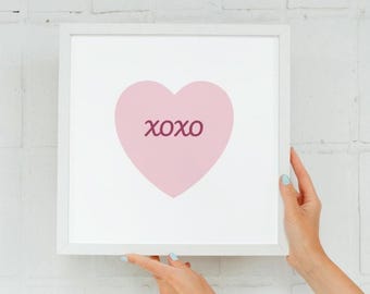 XOXO Heart Print | Minimalist Dorm Decor (Digital Download)