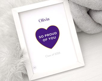 LSU Personalized High School Graduation Gift  | SEC College Colors Print | Class of 2026 | Name Wall Art