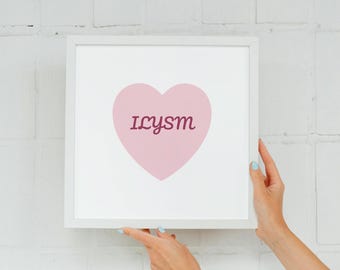 ILYSM Heart Print | Modern Tween, Teen Room Decor