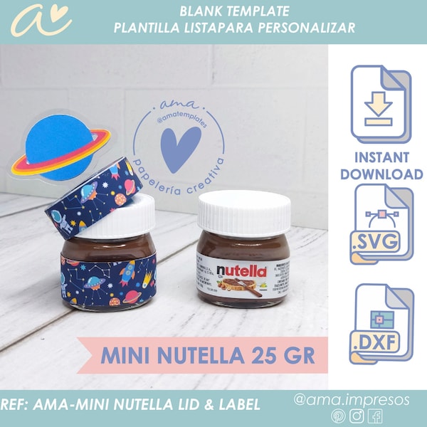 Modello di coperchio ed etichetta AMA Mini Nutella