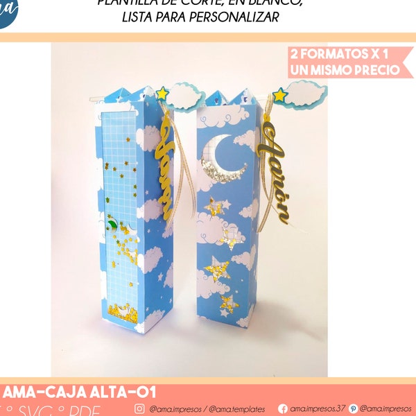 M m Favor Box Template Etsy