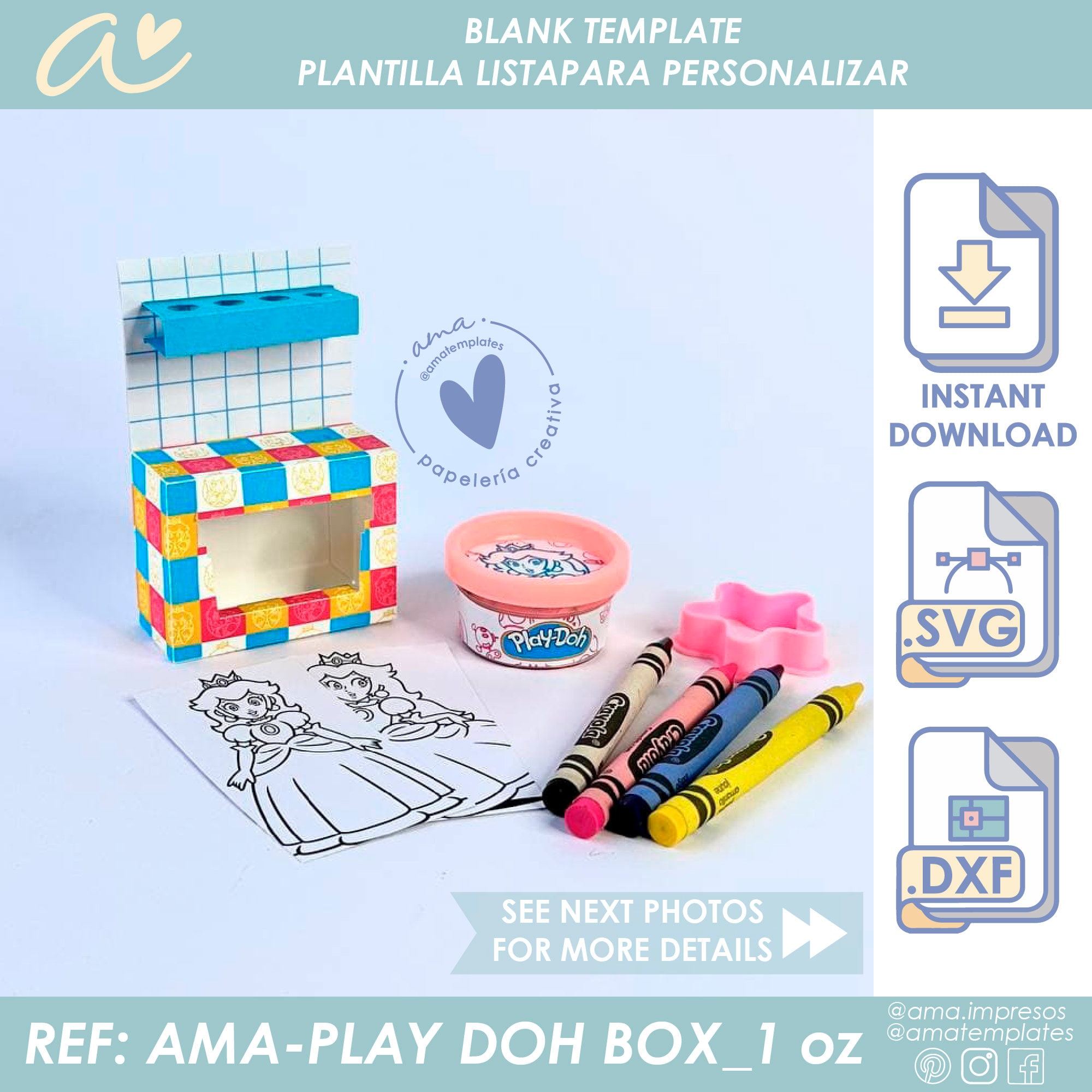 Play-doh Box Template, Mini Playdoh Box Template, Playdoh Box Template,  Party Boxtemplate, Activity Box, Playdoh Box Template 