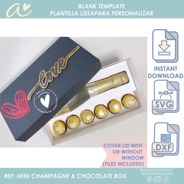 AMA Mini champagne & Chocolate box template for Valentines Gift
