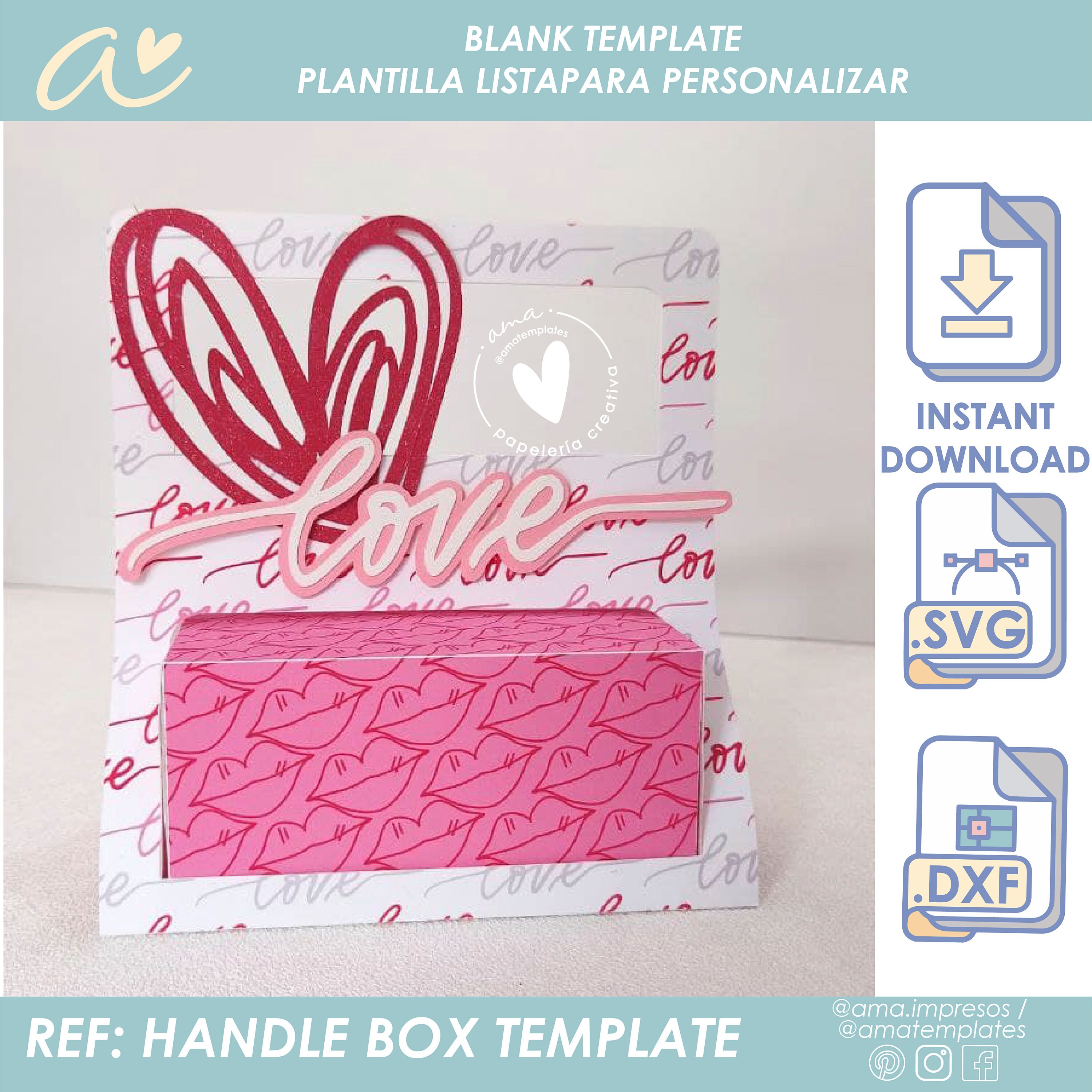 AMA Handle Box Template One Templates With 4 Diferent Boxes Etsy