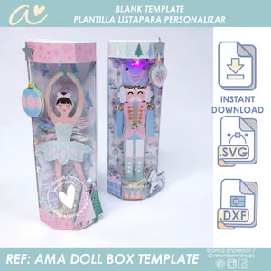 AMA Doll Box Template, favor box for cricut and silhouette