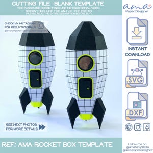 AMA Rocket Box SVG & DXF Vorlage für Weltraum-Themenparty, Weltraumparty-Gastgeschenk, Geburtstagsparty-Geschenkbox
