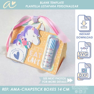 AMA リップクリーム ボックス テンプレート 幅 14 cm、リップ クリーム ボックス テンプレート