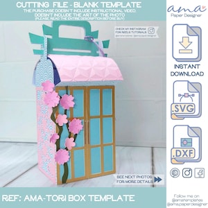 AMA Tori Box SVG テンプレート、日本をテーマにしたパーティー用、SVG パーティー記念品テンプレート