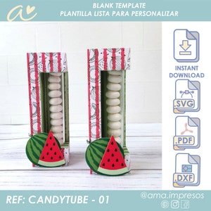 AMA Candytube 01, modèle de tube de bonbons, boîte de faveur de tube, modèle de boîte de faveur,