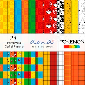 AMA Pokemon Digital Papers, pacchetto di carta per scrapbooking digitale - uso commerciale