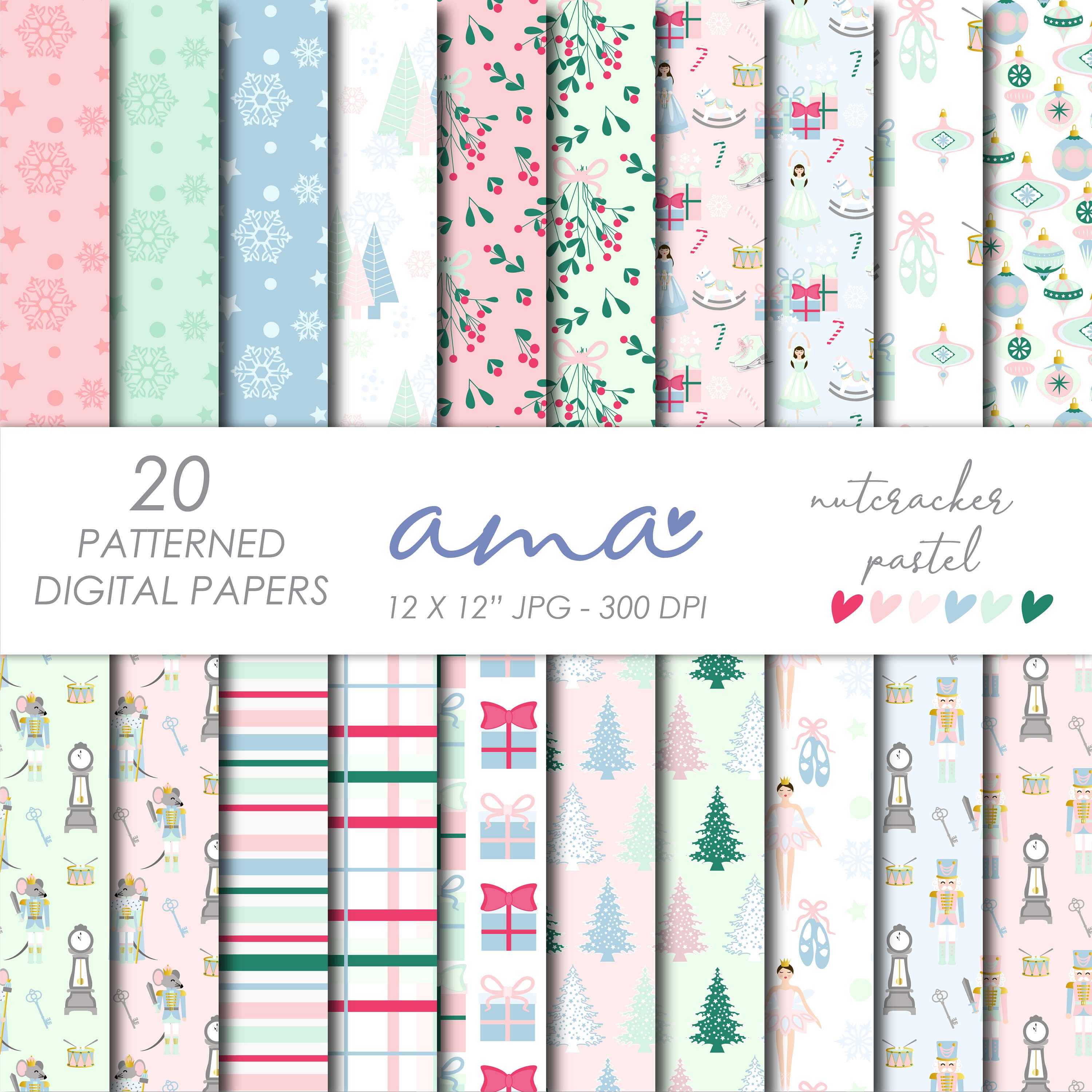 AMA Nussknacker rosa digitales Papier, Nussknacker rosa Weihnachtspapier – kommerzielle Nutzung