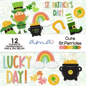 AMA Cute St. Patricks Cliparts, St Patrick's Day Png and Jpg, St Patricks Day Png and Jpg -Commercial Use