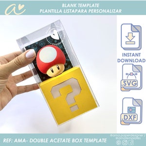 AMA-Double Acetate Box, clear favor box template; Double box, one external in acetate and one inside to personalize