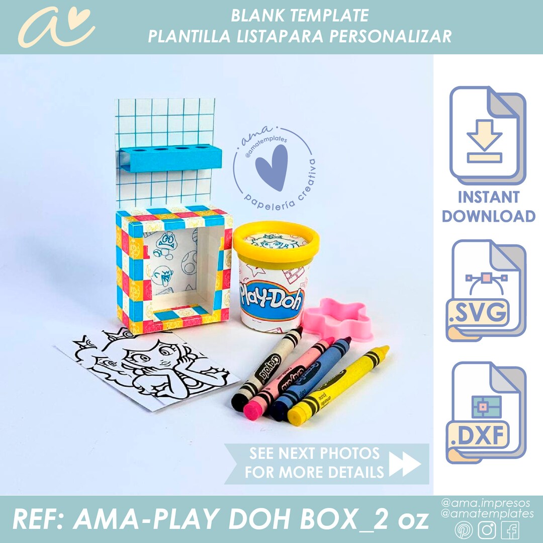 AMA Templates Play Dox 2oz / 56gr Mini Play Doh Box Template for Cricut