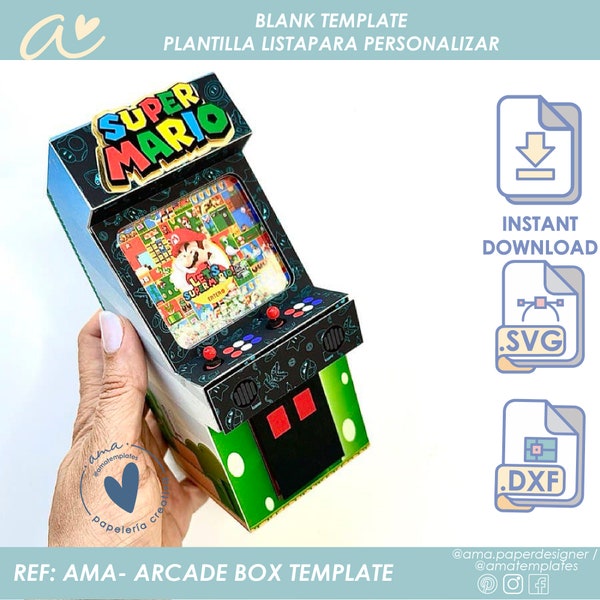 AMA Arcade Box Template , video game party favor template, fun party favor