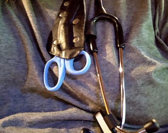 Stethoscope attached scissor holster