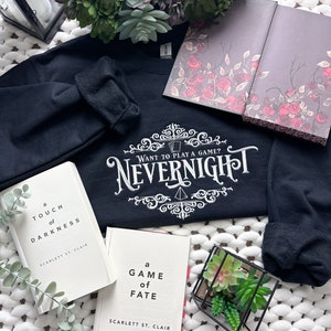 Nevernight Embroidered SweatShirt | OFFICIALLY LICENSED | A Touch of Darkness | Scarlett St. Clair | Hade & Persephone | Bookish | ATOD