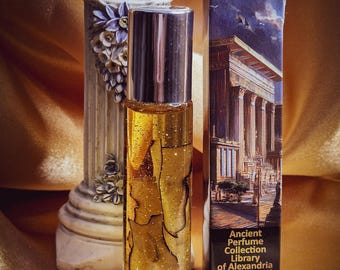 Library of Alexandria Perfume Oil, Leather, Burnt Wood Scent, Unisex Roll-On