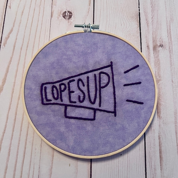GCU "Lopes Up" Megaphone Finished Embroidery in Light Purple  with Dark Stitching - Grand Canyon University
