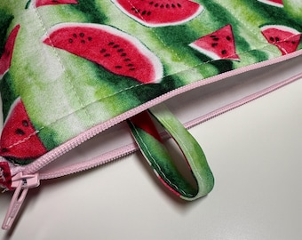 Watermelon Quilted Needlpoint/Crafting Zipper Project Bag 10” x 12”