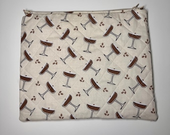 Espresso Martini Quilted Needlpoint/Crafting Zipper Project Bag 10” x 12”