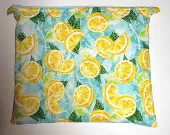 Lemon Quilted Needlpoint/Crafting Zipper Project Bag 10” x 12”