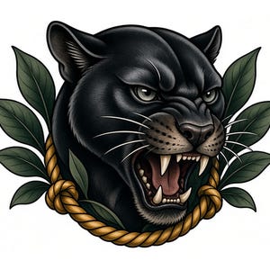 black and grey tattoo stencil, digital download, transparent PNG.