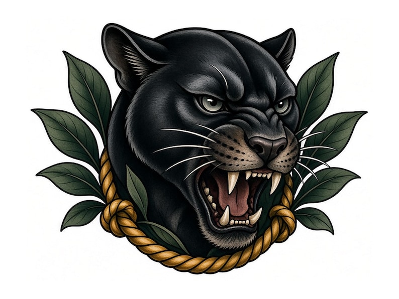 black and grey tattoo stencil, digital download, transparent PNG.