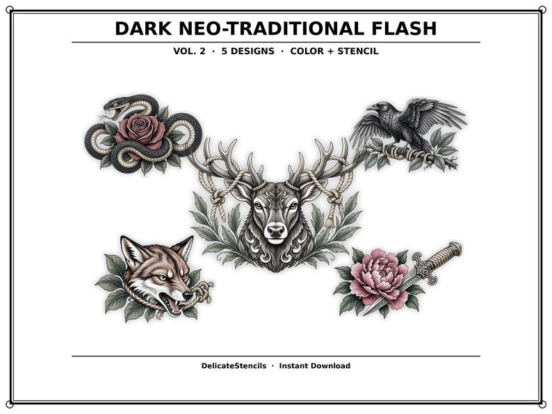 black and grey tattoo stencil, digital download, transparent PNG.
