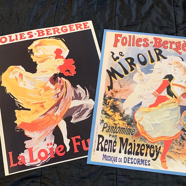 Folies Bergere La Loie & Le Miroir Vintage Poster Set - Size 18" X 24"