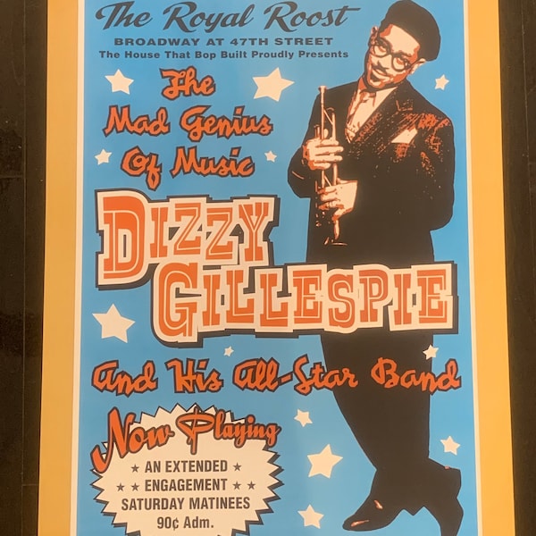 Dizzy Gillespie Vintage Concert Music Poster Size 18"X 24"