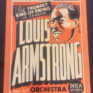 Louis Armstrong Vintage Jazz Concert Music Poster Size 18&quot;X 24&quot; Wall Art, Home Decor