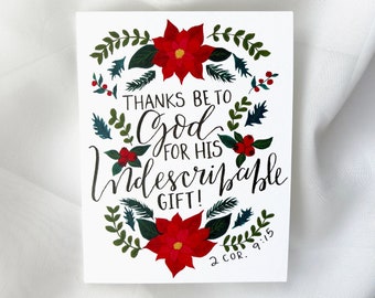 Indescribable Gift Christmas Card, A2, Christian, Religious, Bible Verse