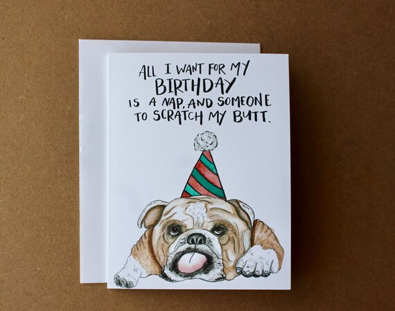 Bulldog Birthday Card A2 - Etsy