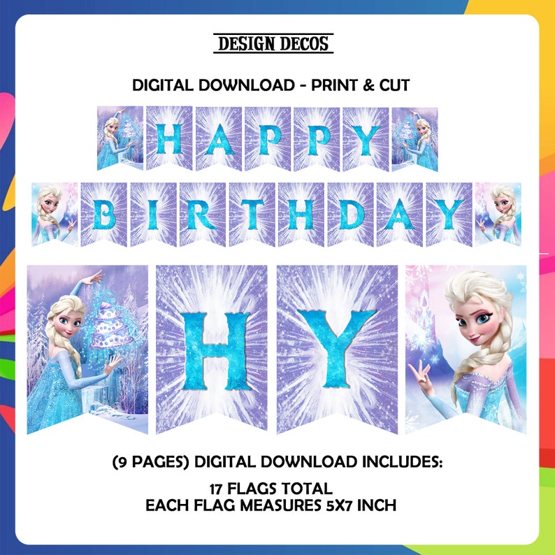 Frozen Banner Frozen Birthday Happy Birthday Banner Elsa Party | Etsy