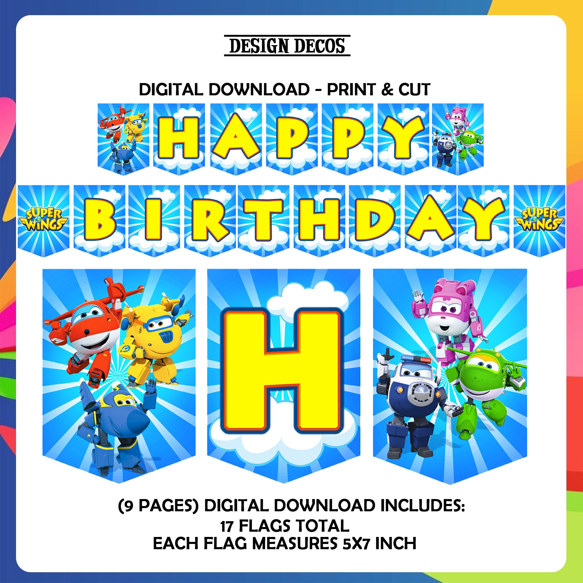 Super Wings Banner Super Wings Happy Birthday Party Airplanes Etsy