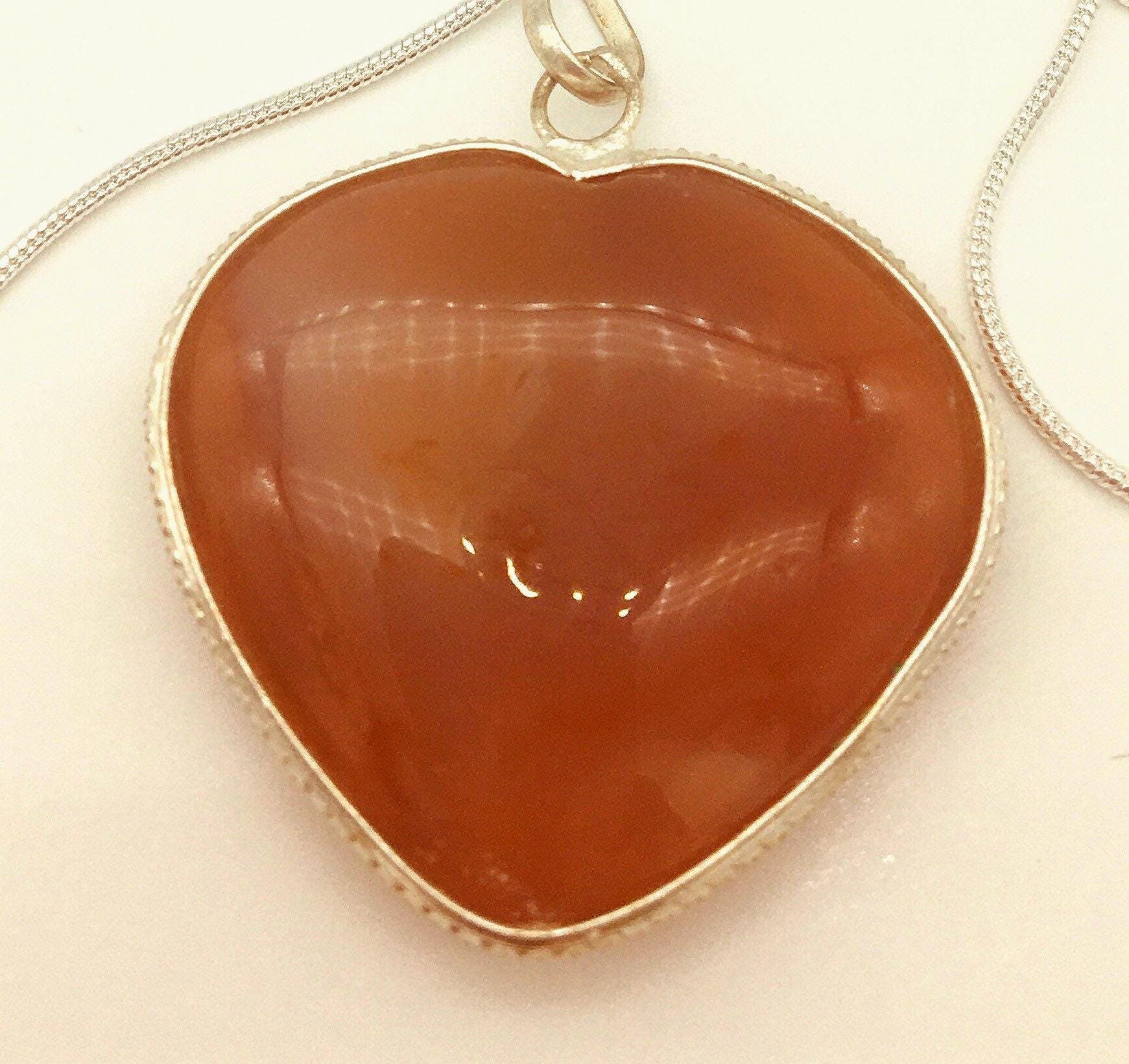 Collana Corniola A Forma Di Cuore – Pietra Agata Rossa Con Catena Oro, 45 Cm + 5 Cm, Regalo Per Donne Compleanno Anniversario - 3