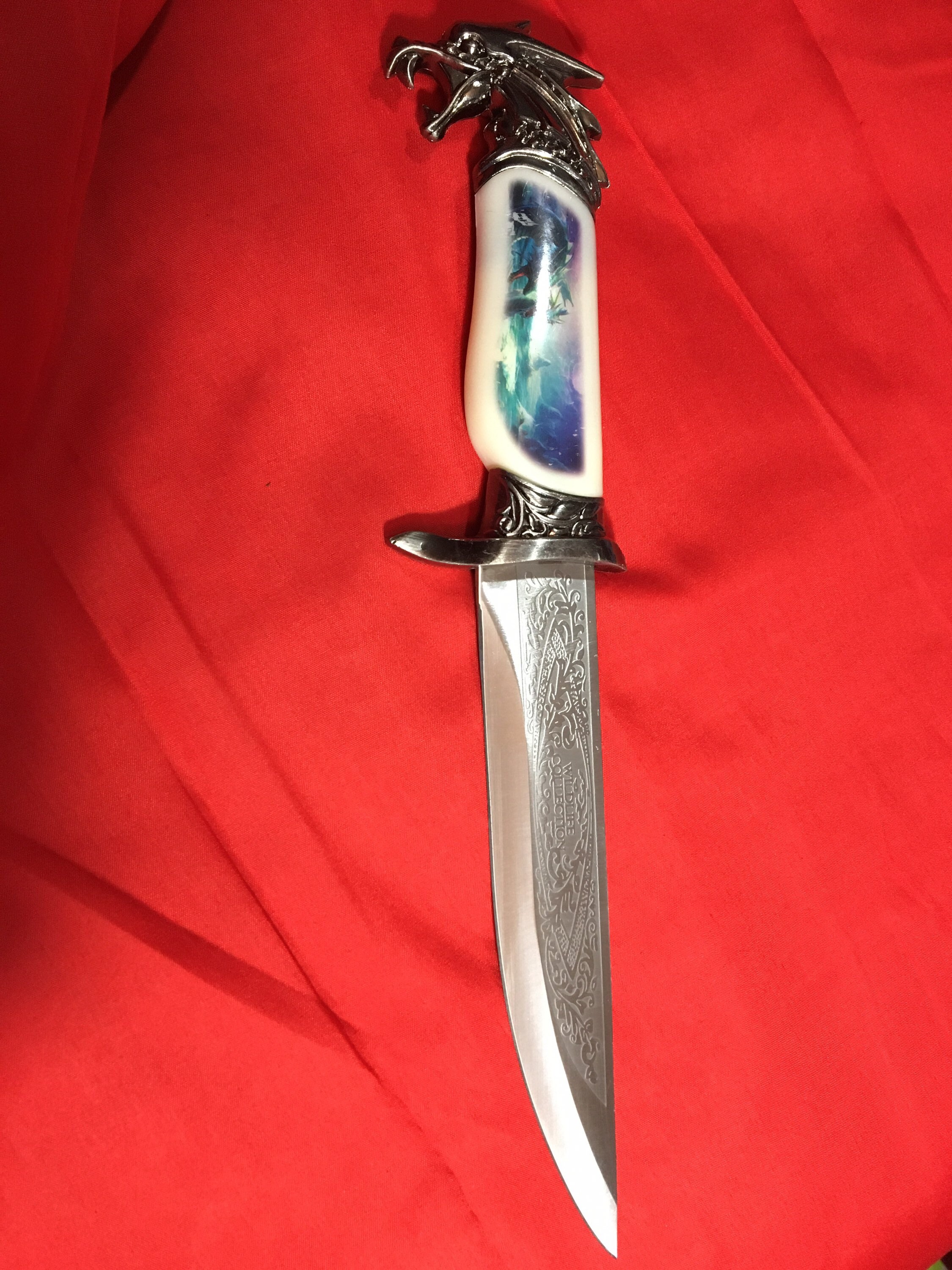 Dragon White Handle Knife Etsy