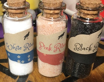White, Pink, and Black Ritual Salts
